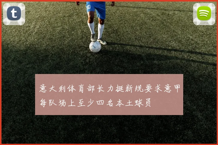 意大利体育部长力挺新规要求意甲每队场上至少四名本土球员
